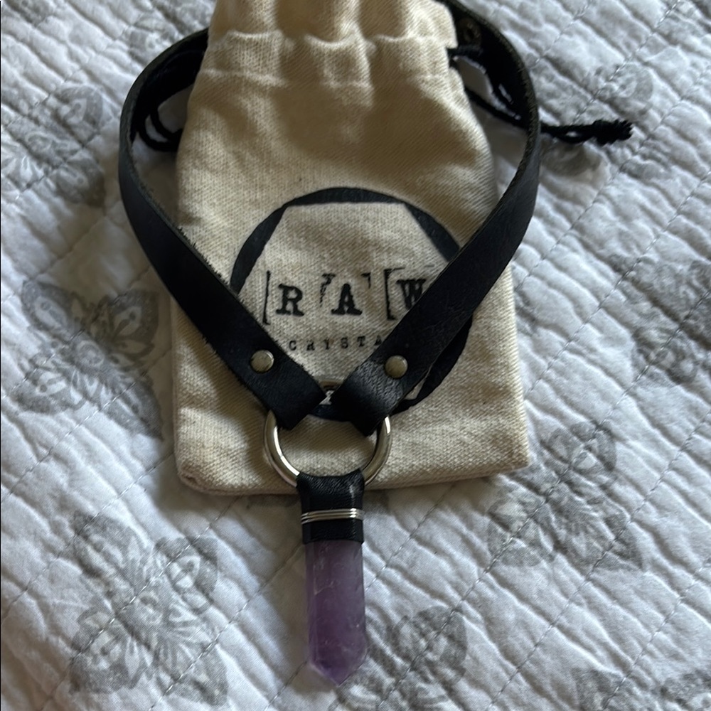Amethyst Leather Necklace